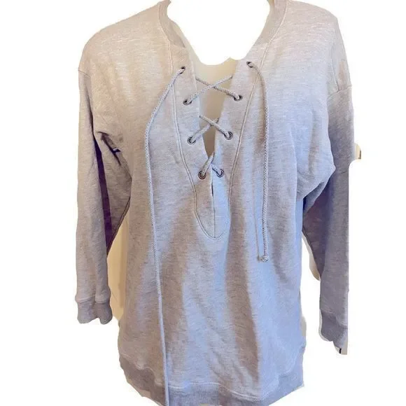 Soft Joie Lace up Sweatshirt - XS ash gray Cotton /elastane , NWOT - Picture 1 of 6